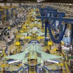 De JSF in de maak bij vliegtuigbouwer Lockheed Martin in Texas.